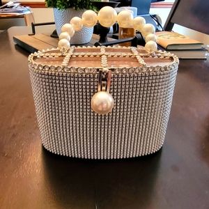 Pearl and rhinestone purse